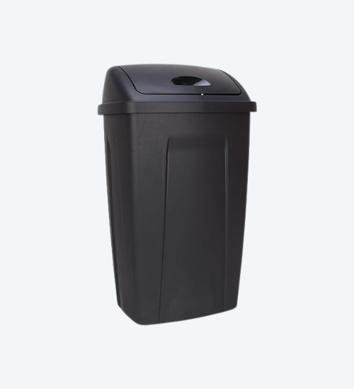13 Gallon Trash Can, Plastic Swing Top Kitchen Garbage Trash Can, Black